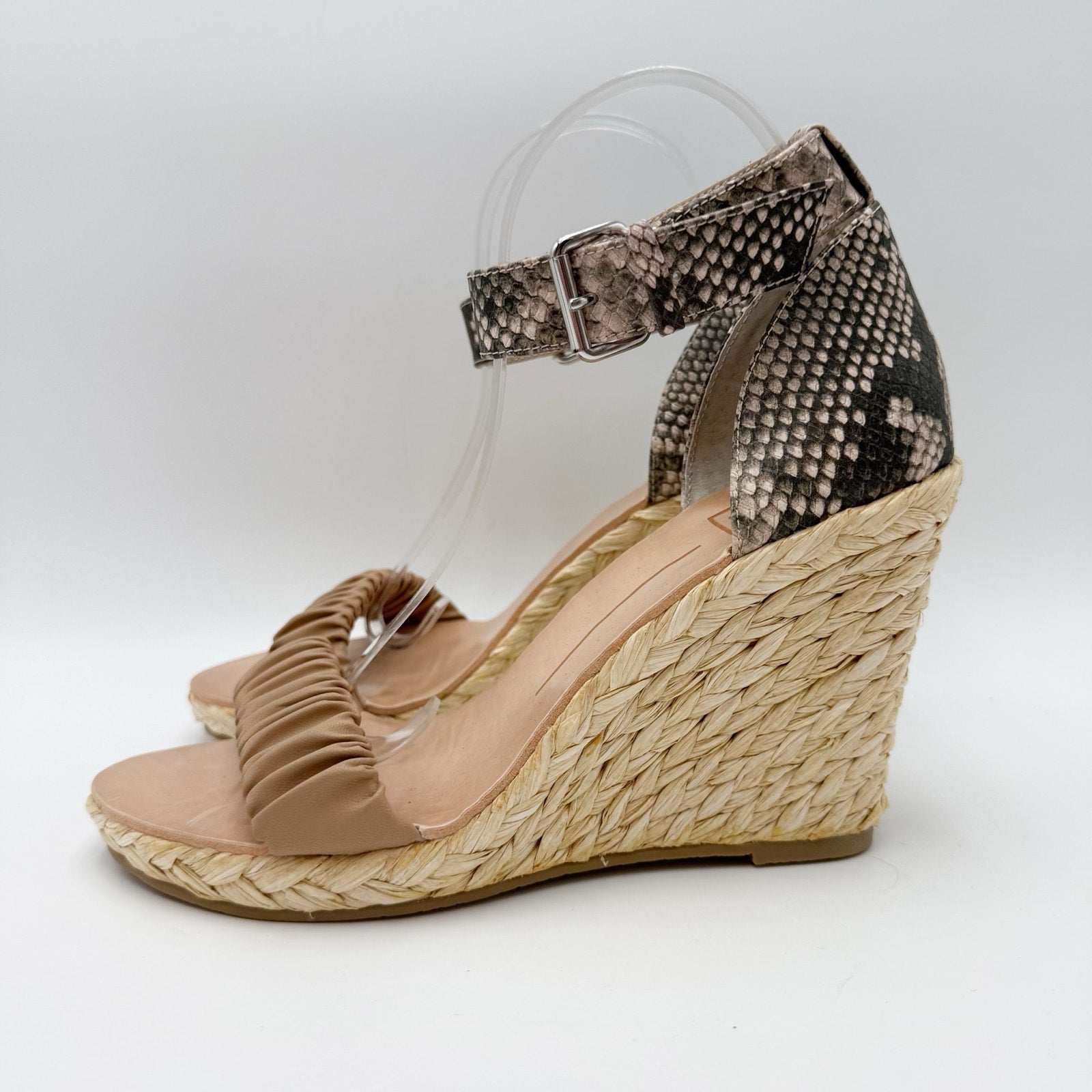 DOLCE Vita Womens Noor Wedge Sandals Size 8.5 Brown Espadrille Leather NWOB