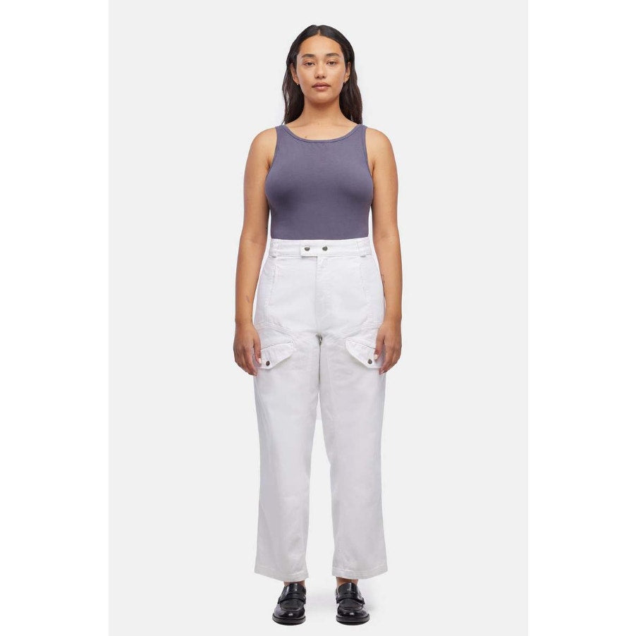 LACAUSA Women's Diego Cargo Trouser Jeans Size 10 Parchment White High Rise NWT