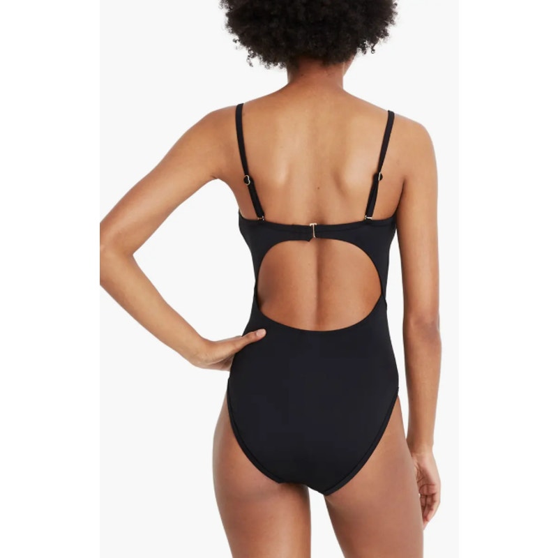 MADEWELL Second Wave Cutout One-Piece Swimsuit XS Black Scoop Neck MD329 NWT