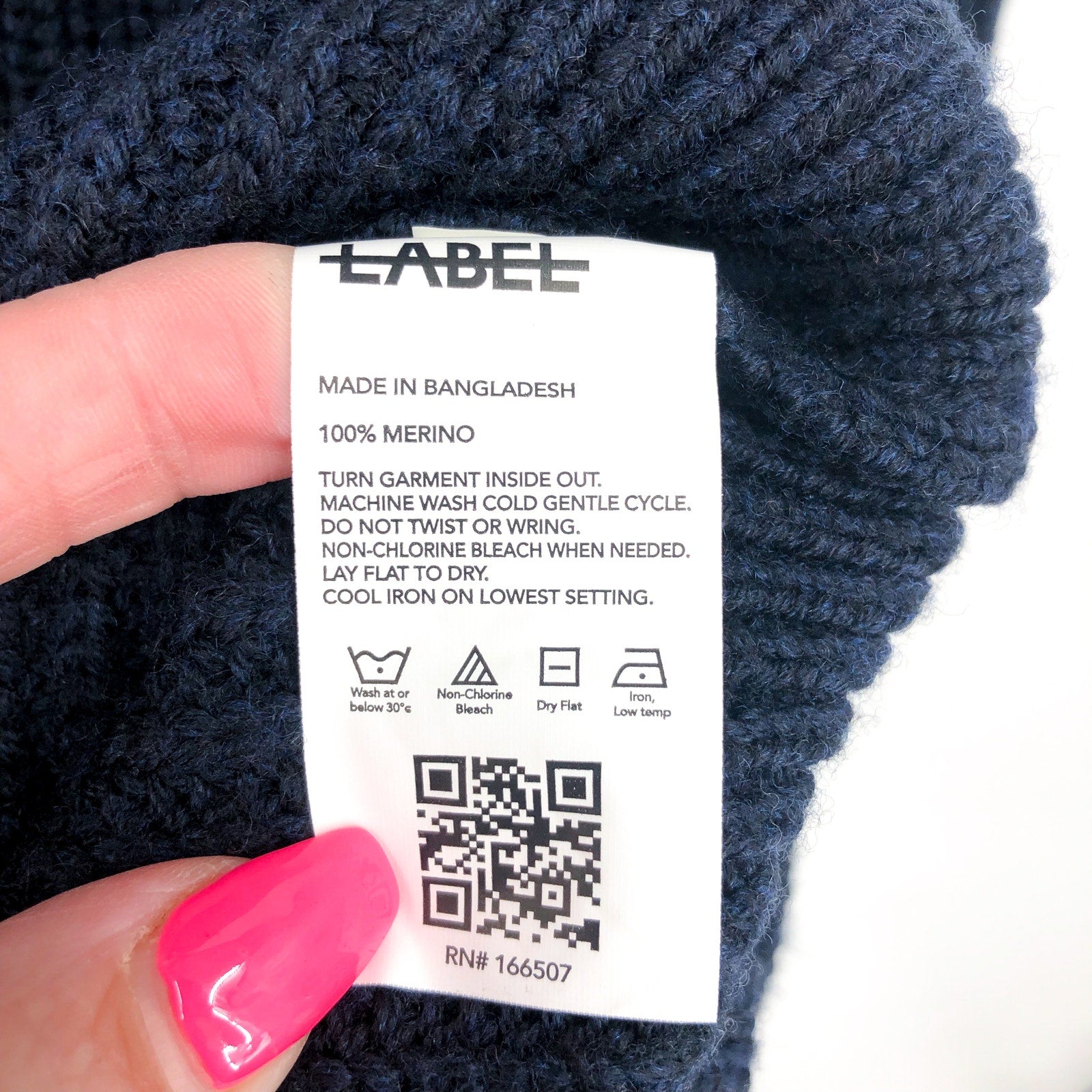 LABEL Men's Go-To Sweater XXL Navy Blue Light Grey Crewneck Merino Wool NWT