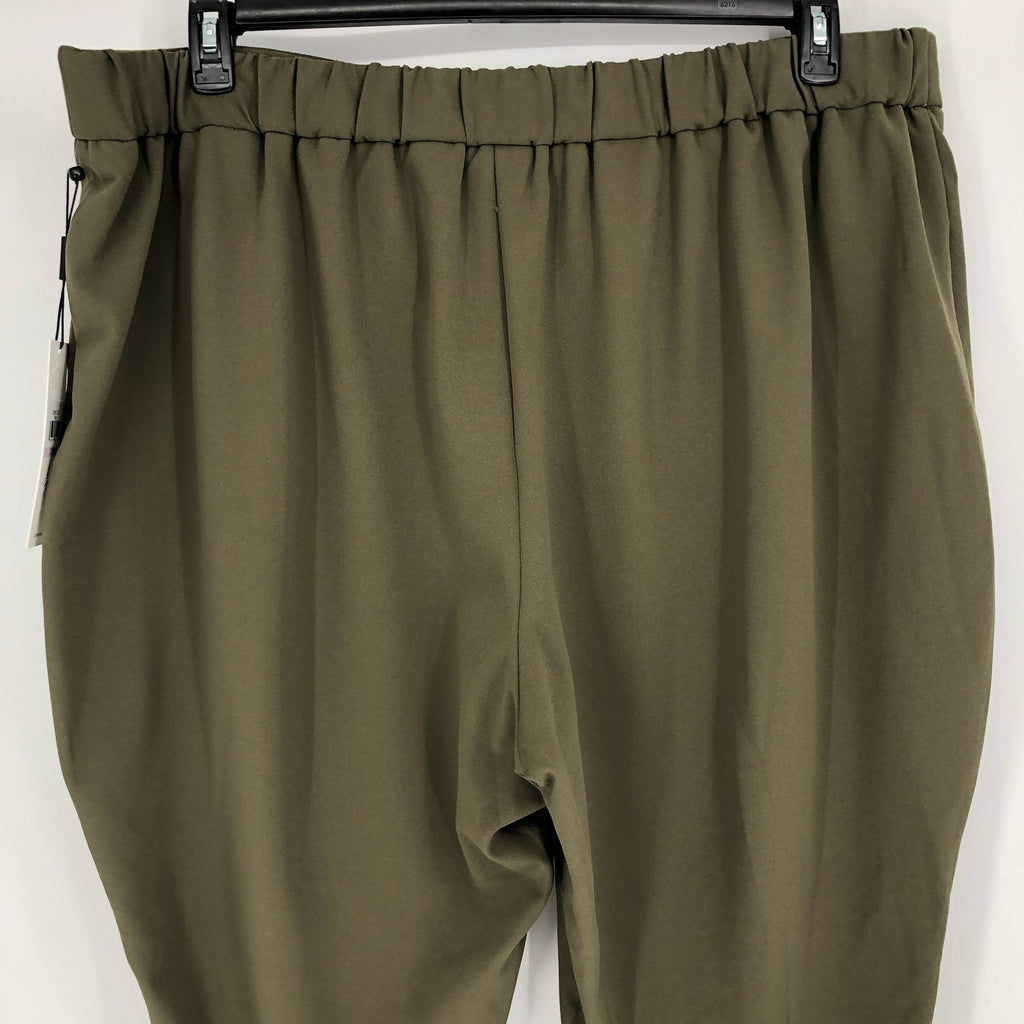 CALVIN KLEIN Women Mid-Rise Pull-On Slim Straight Pants Green 22W