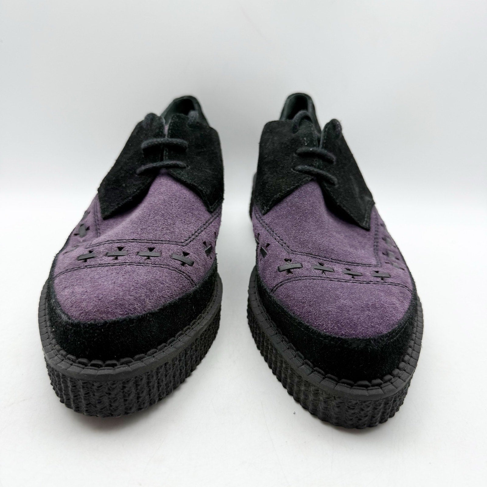 RE/DONE Women Creeper Oxford Shoe EU 40 US 10 Black Purple Suede Platform NWOB