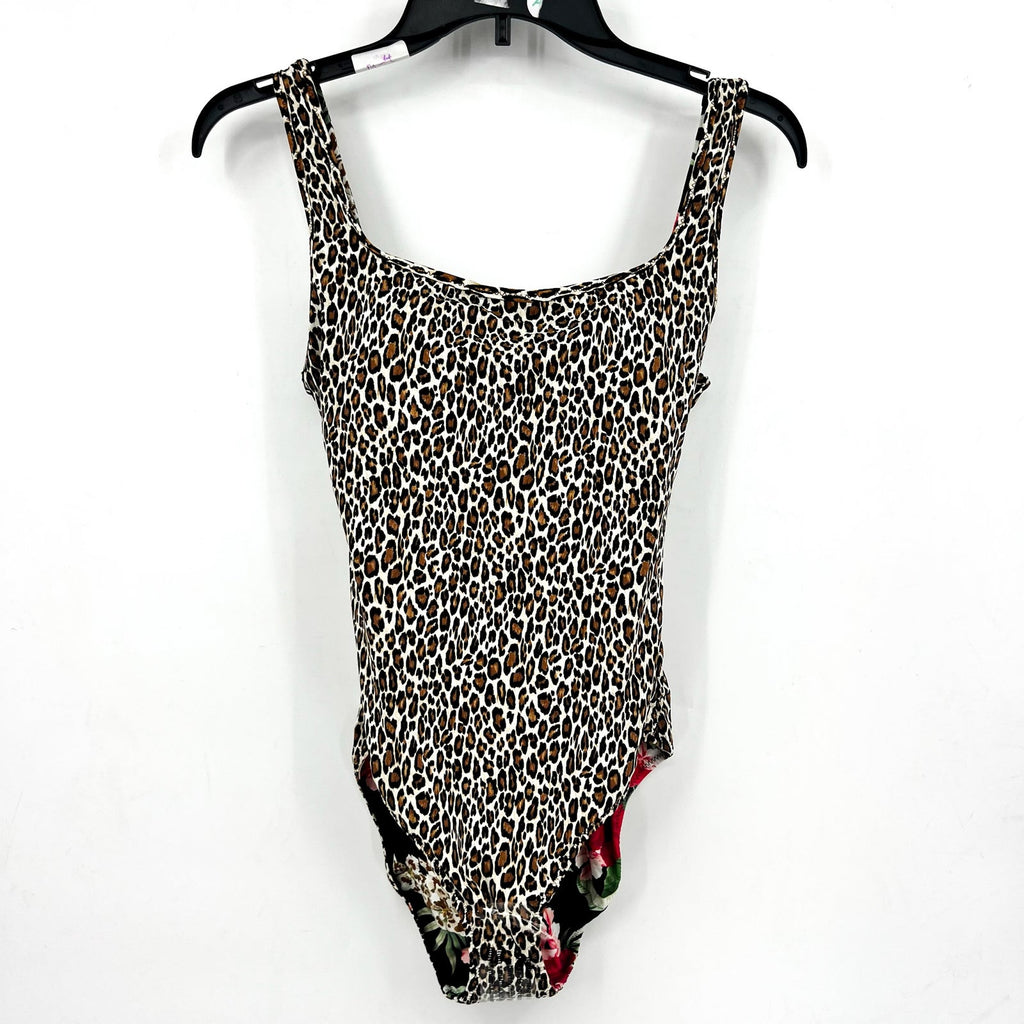 TOMMY BAHAMA Lily Cat Reversible One Piece Swimsuit Size 10 Black Leopard NWT