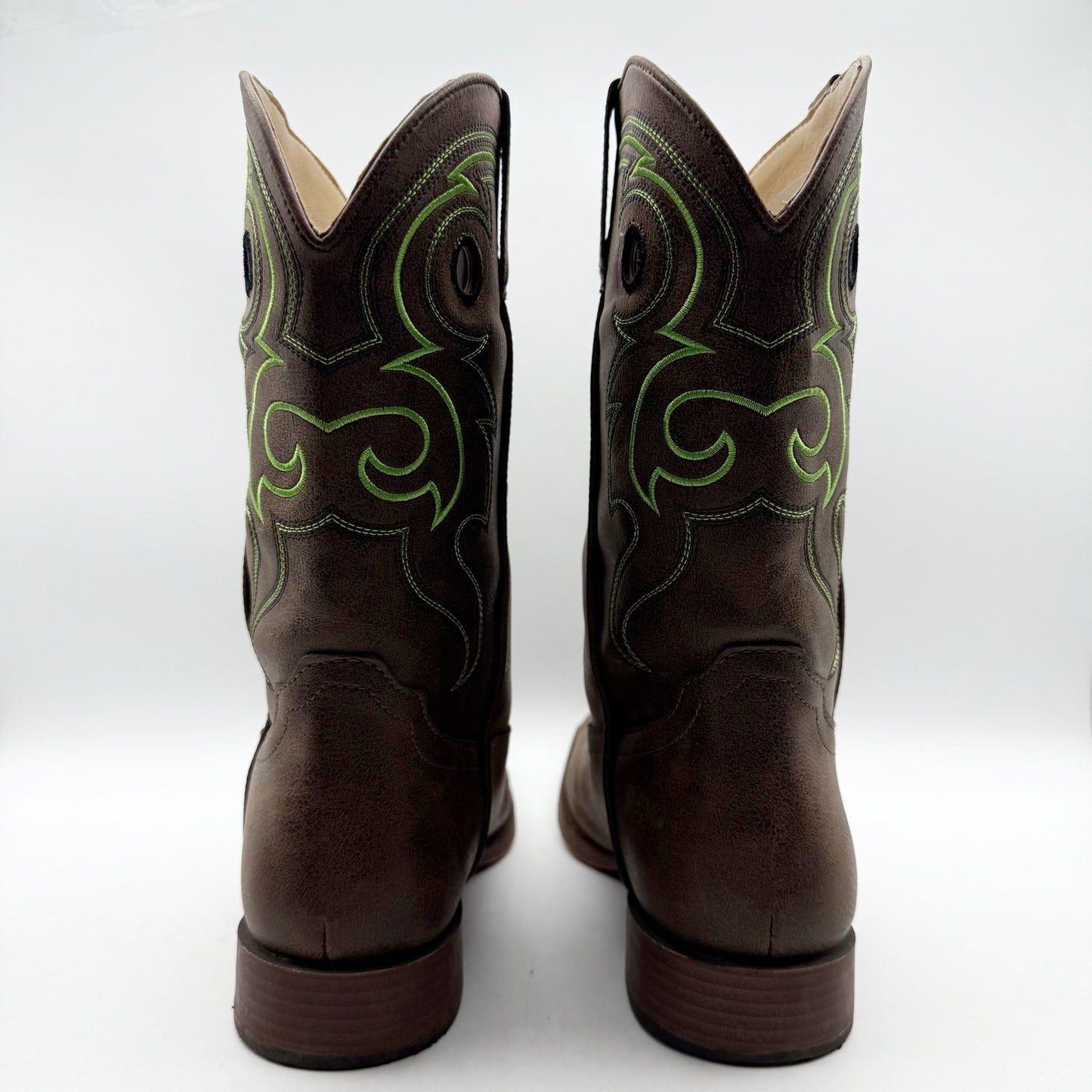 Roper Kids Eastwood Calf-High Boots US 6 EU 37 Brown Green Western NIB