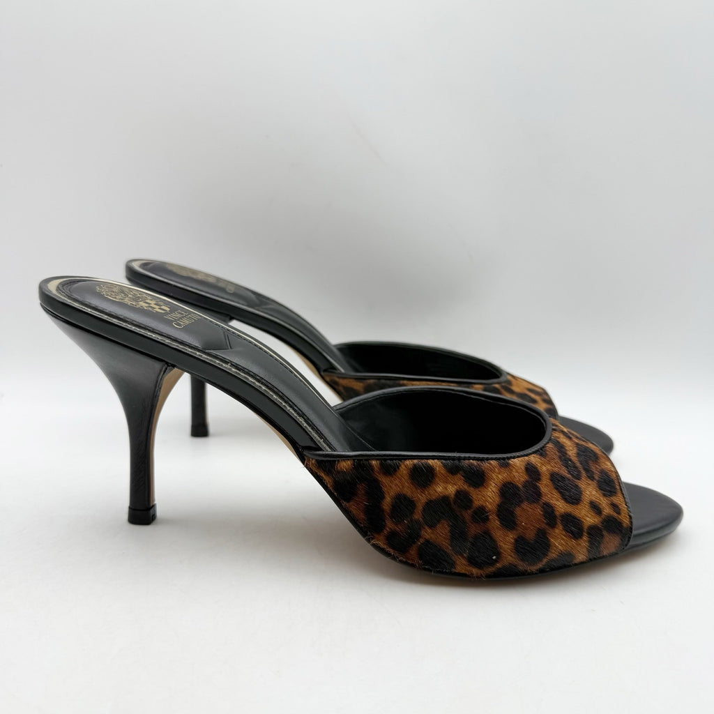 Vince Camuto Womens Prynn Heel Sandals US 11 M EU 42.5 Brown Black Calf Hair NIB