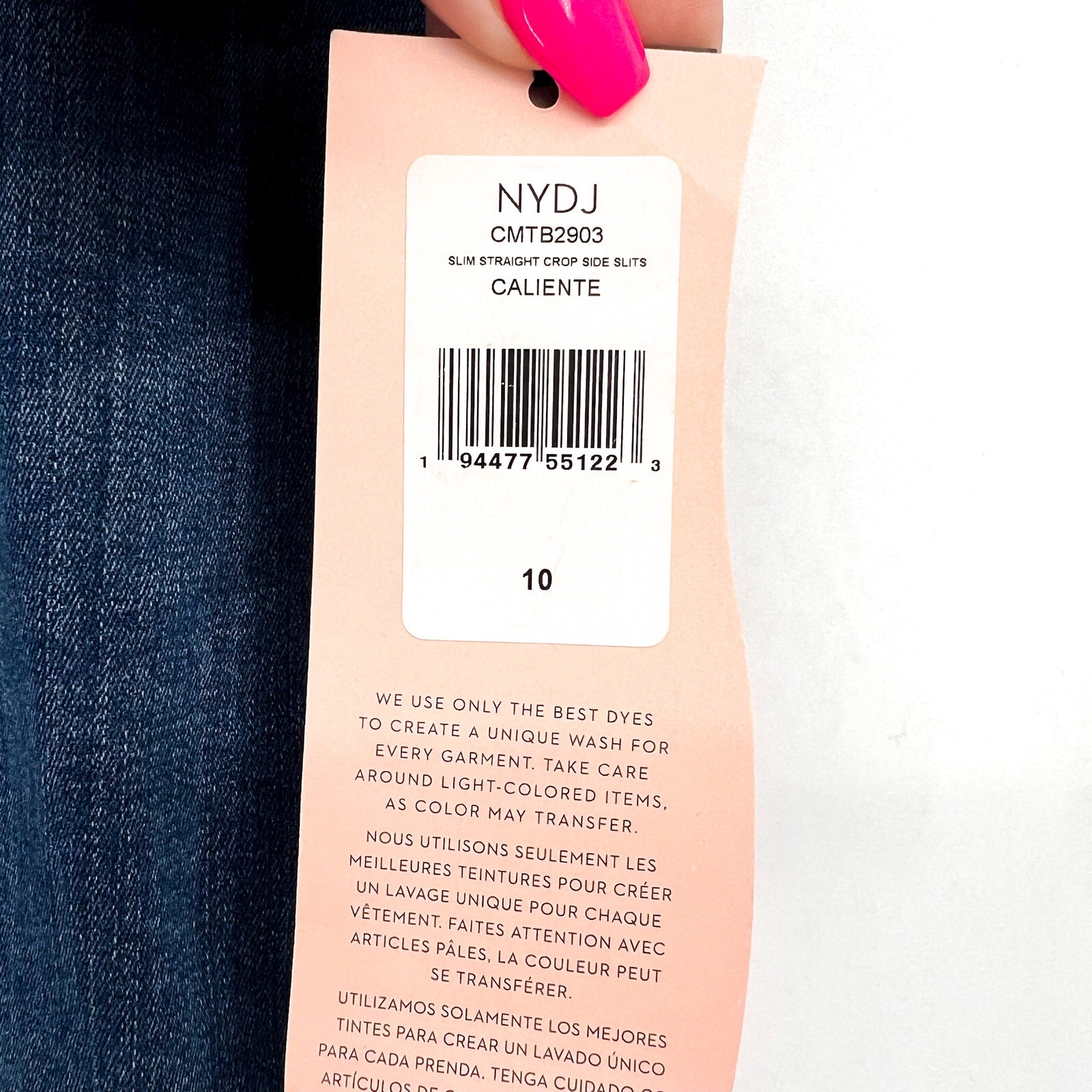 NYDJ Curves 360 Womens Slim Straight Crop Jeans Size 10 Caliente Blue NWT