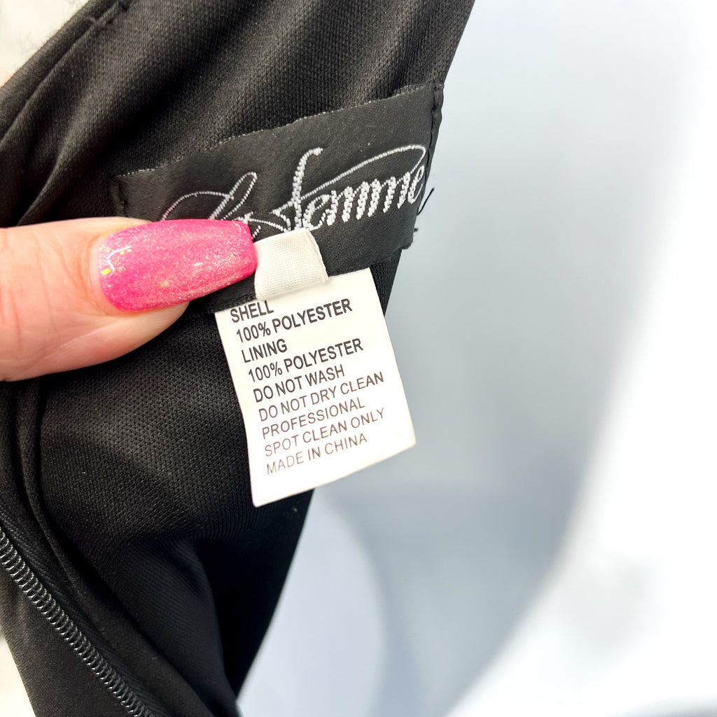 LA FEMME Women's 27657 Jersey Column Prom Dress Size 00 Black EUC
