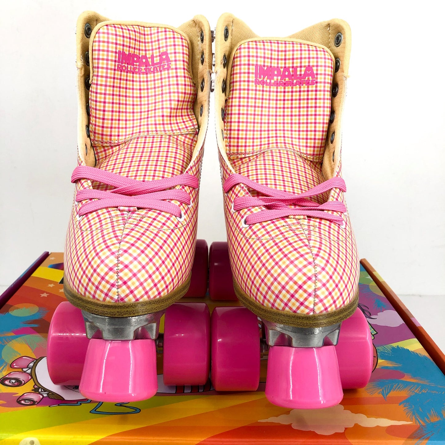 IMPALA Womens Roller Quad Skates US 6 EU 37 Pink Tartan NIB