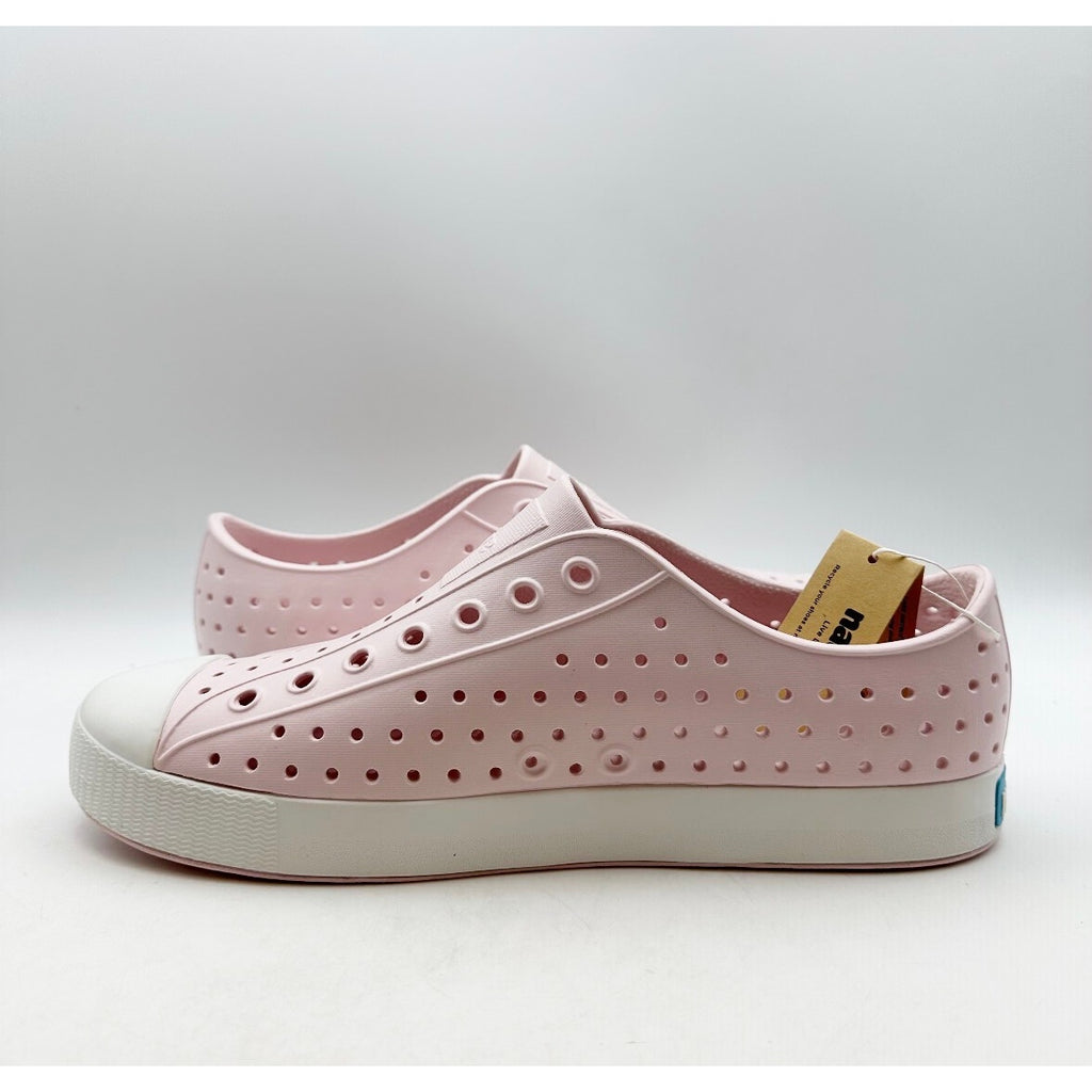 NATIVE Adult Jefferson Slip-On Shoes Mens 9 Womens 11 Milk Pink Shell White NWOB