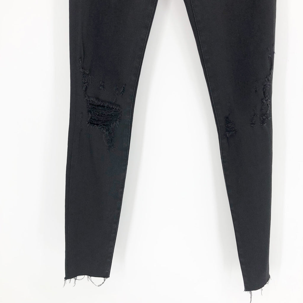 FRAME Womens Le High Skinny Jeans Size 25 US 2 Brisbane Black Raw Hem NWT