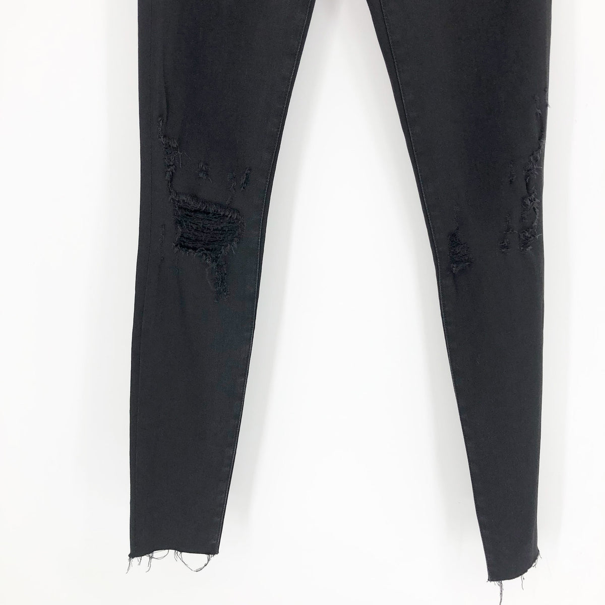 FRAME Womens Le High Skinny Jeans Size 25 US 2 Brisbane Black Raw Hem NWT