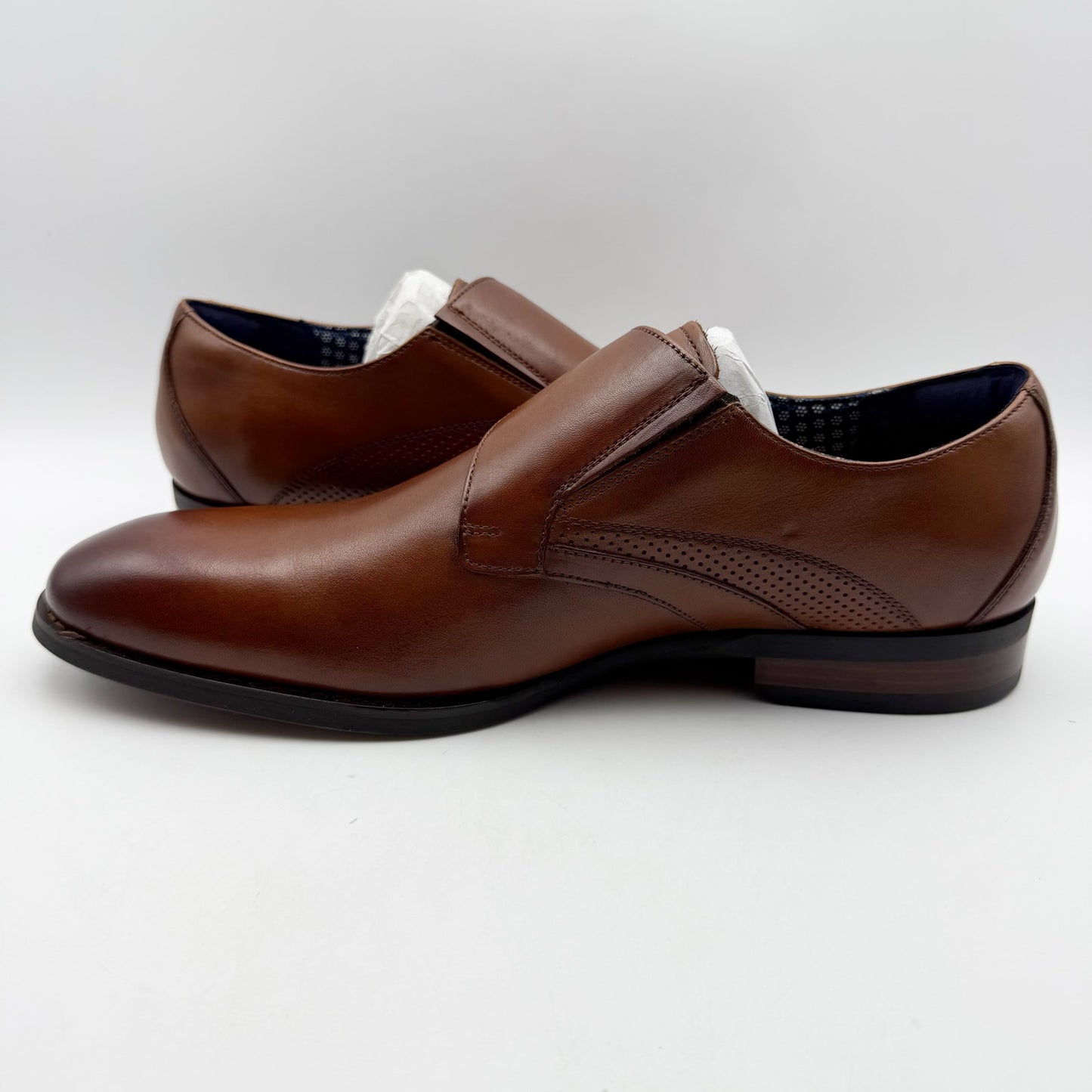 Stacy Adams Mens Karcher Monk Strap Dress Shoes US 9 M Brown Leather NIB