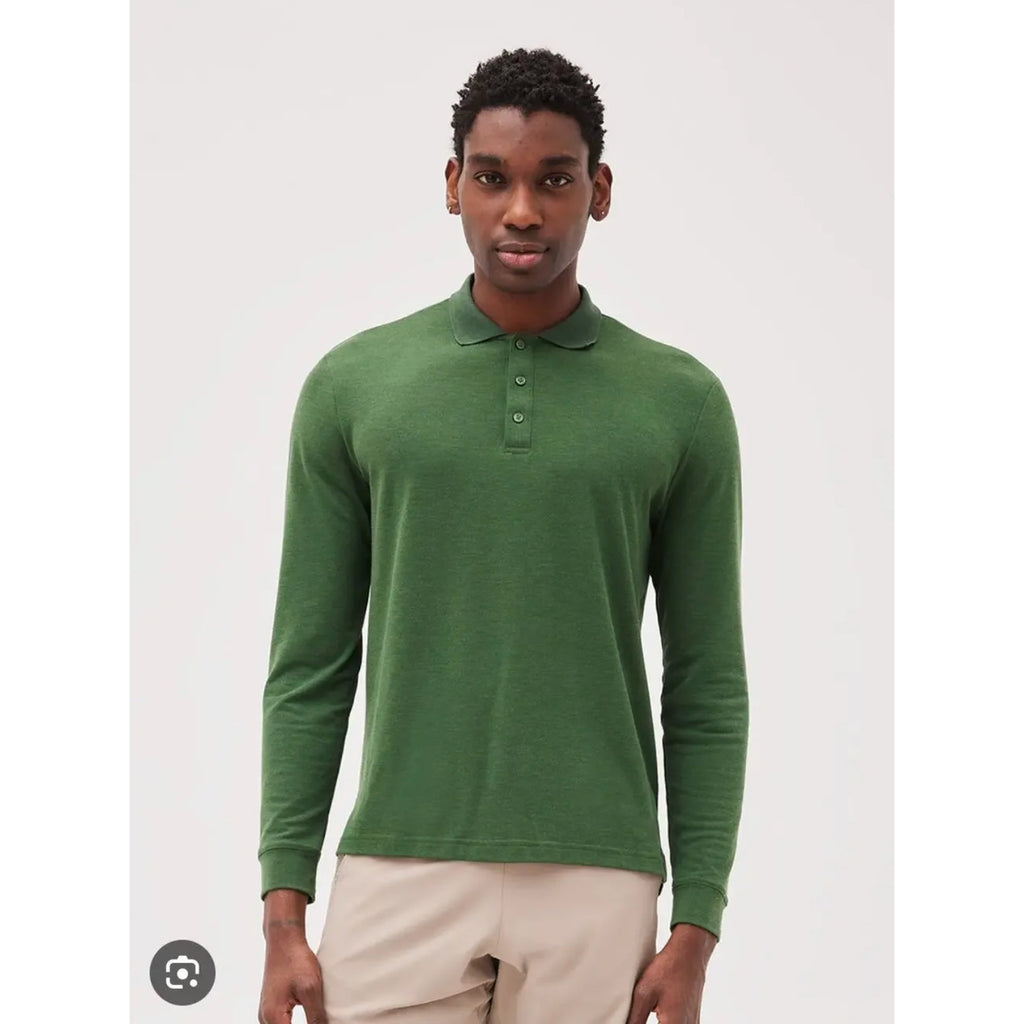 OUTDOOR VOICES Men's Birdie Long Sleeve Polo Shirt XXS Greenwoods DriRELEASE NWT
