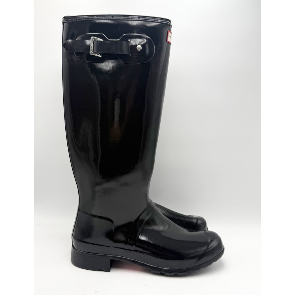 Hunter Womens Original Tall Gloss Rain Boots US 10 Black Waterproof NWOB
