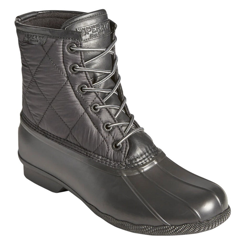 SPERRY Mens Saltwater Quilted Duck Rain Boots US 12 Black Water Resistant NWOB