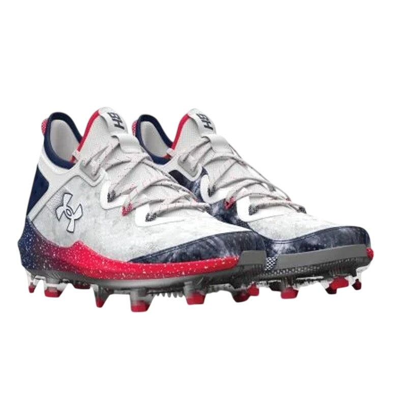 Under Armour Mens Harper 8 Elite TPU Baseball Cleats US 7.5 White Blue Red NWOB