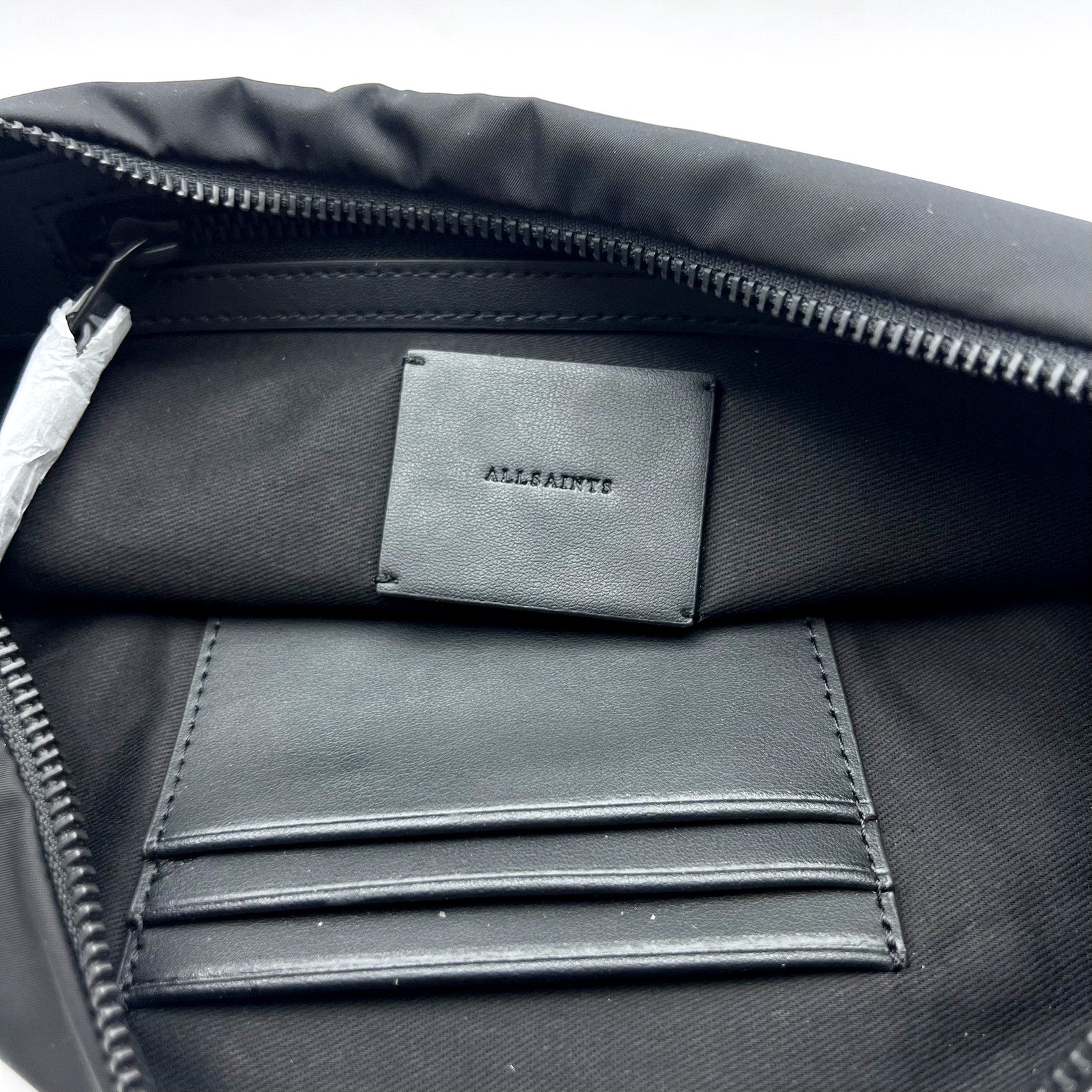 ALL SAINTS Women's Half Moon Nylon Crossbody Bag Small Black NWOT