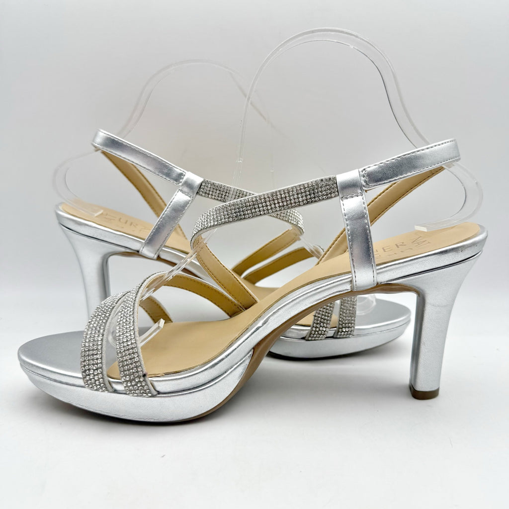 Naturalizer Womens Brenta2 Platform Heel Sandals US 9.5 M EU 40.5 Silver NWOB