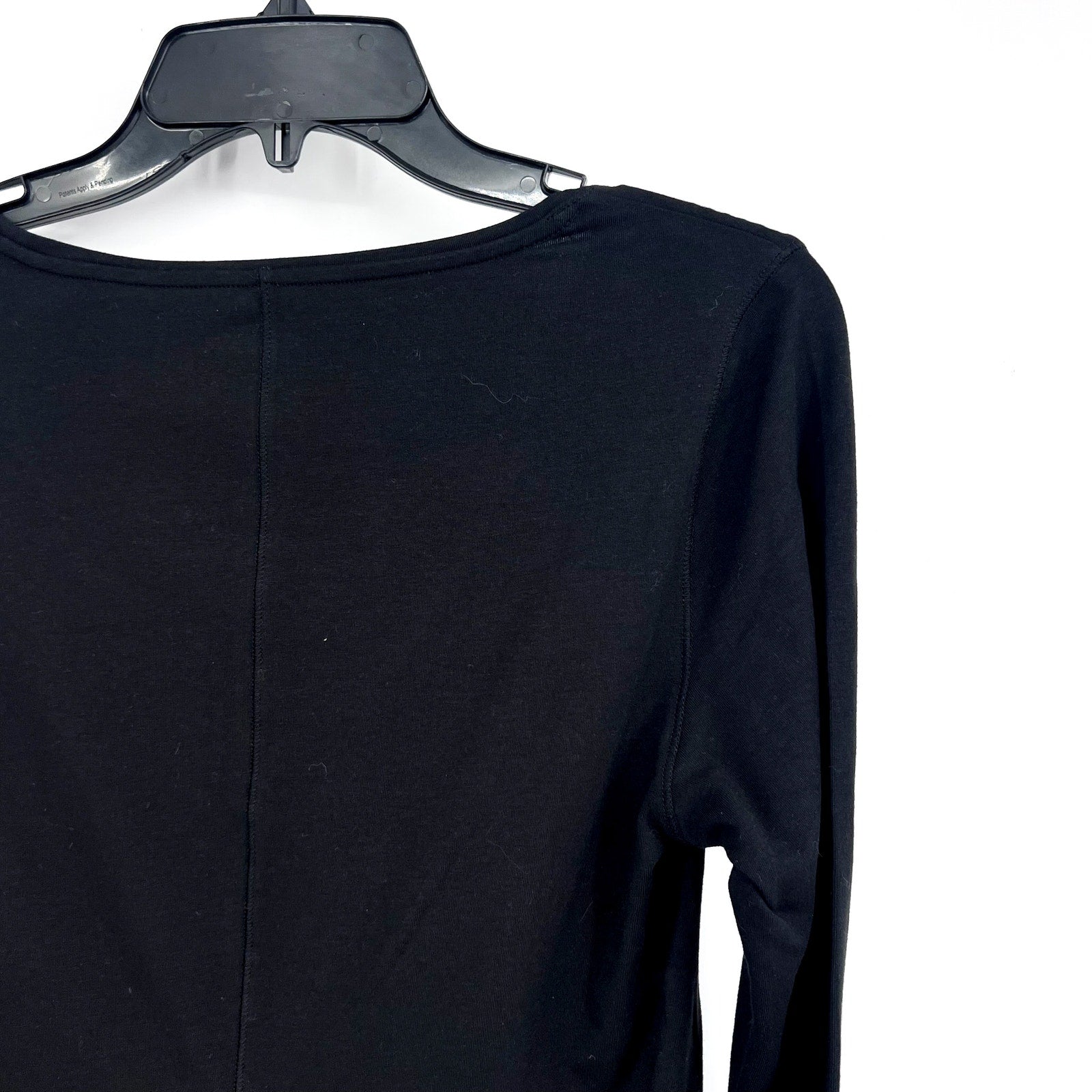 EVERLANE Women's Supima Form Ballet Neck Tee Large Black Long Sleeve NWT