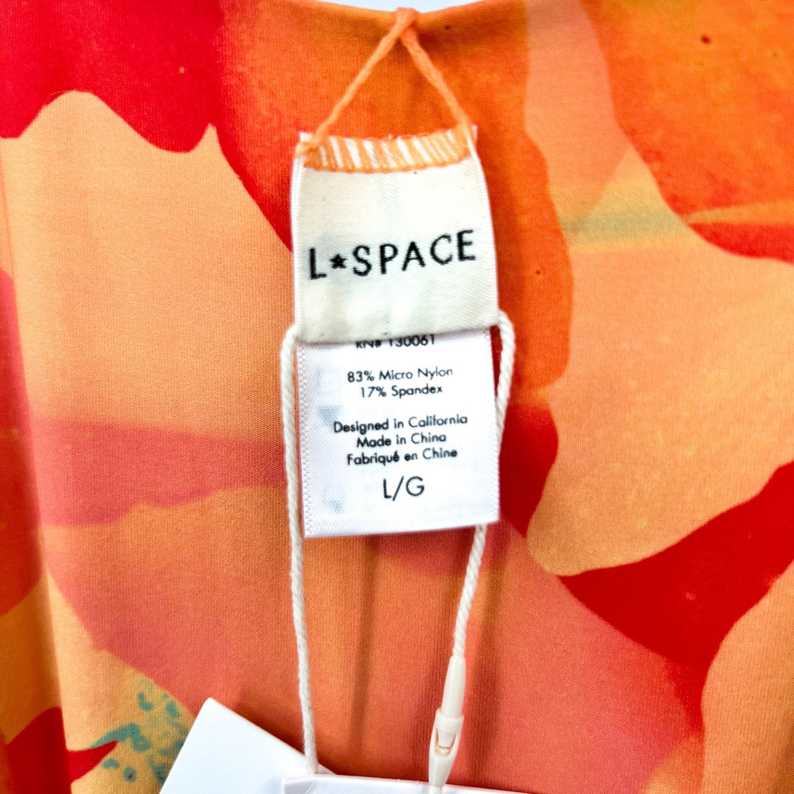 L*SPACE Piper One Piece Swimsuit Large Orange Native Poppies Floral Keyhole NWT