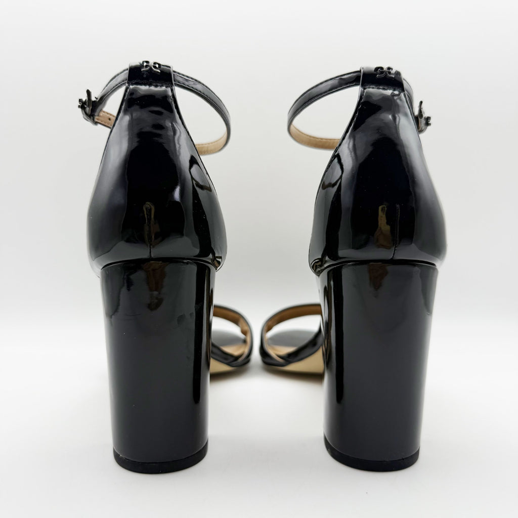 Sam Edelman Womens Robyn Heels Size 10 Wide Black Patent Leather Ankle Strap NIB