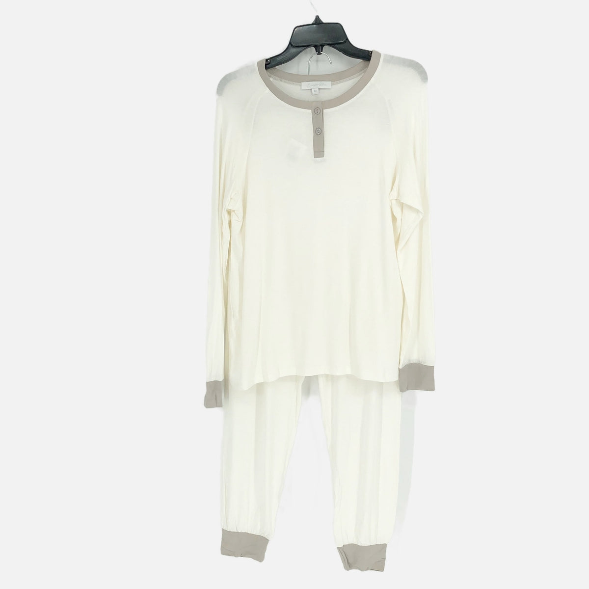 EVERYDAY RITUAL Women's Pajamas Set Medium Cream Knit Henley Jogger Stretch NWT