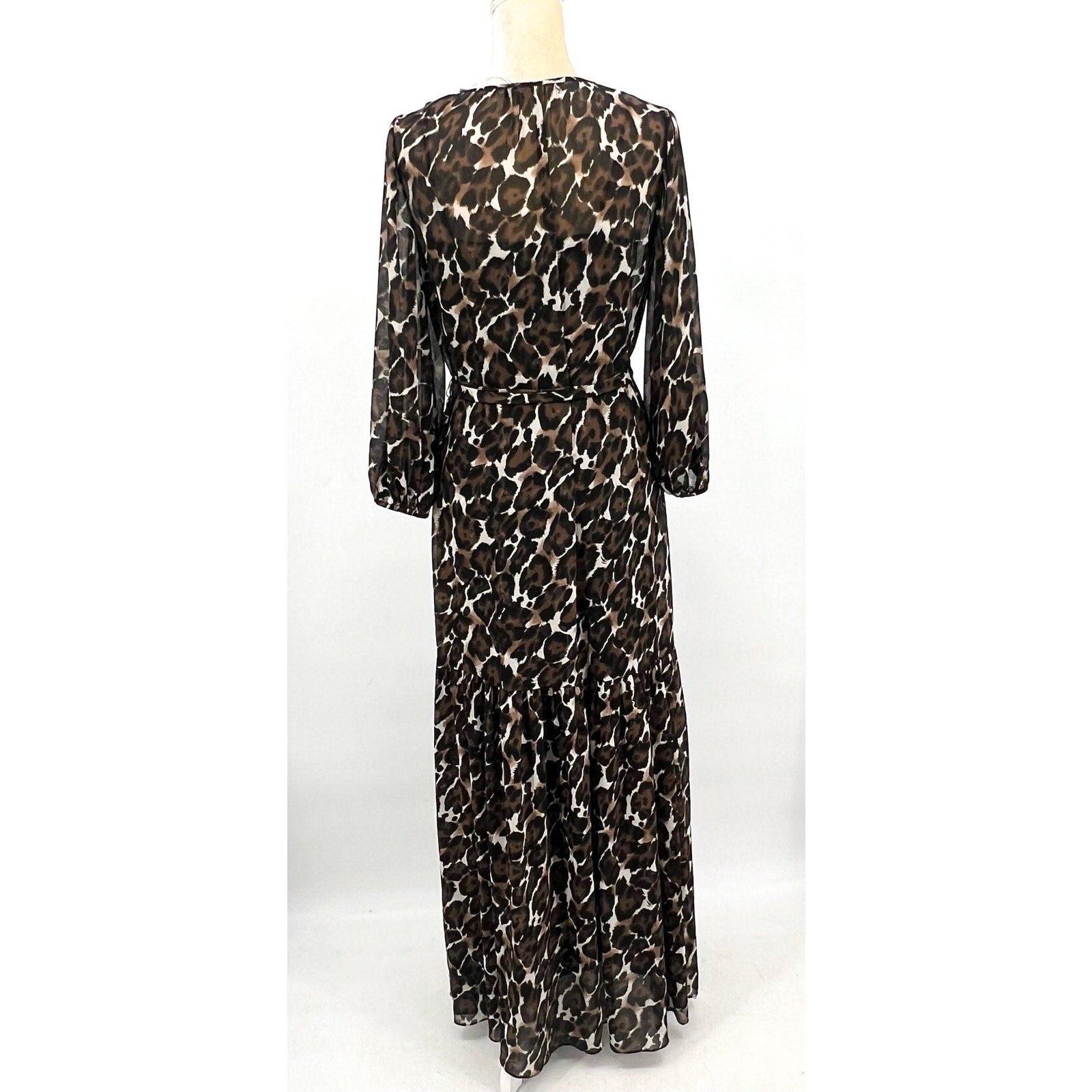 TRINA TURK Women's Shalina Tie-Waist Maxi Dress Large Black Lampoul Leopard NWT