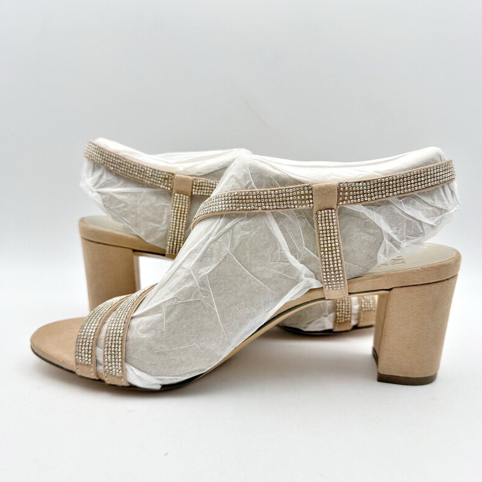 Naturalizer Womens Vanessa Heel US 8.5 M EU 38.5 Beige Suede Rhinestone NIB