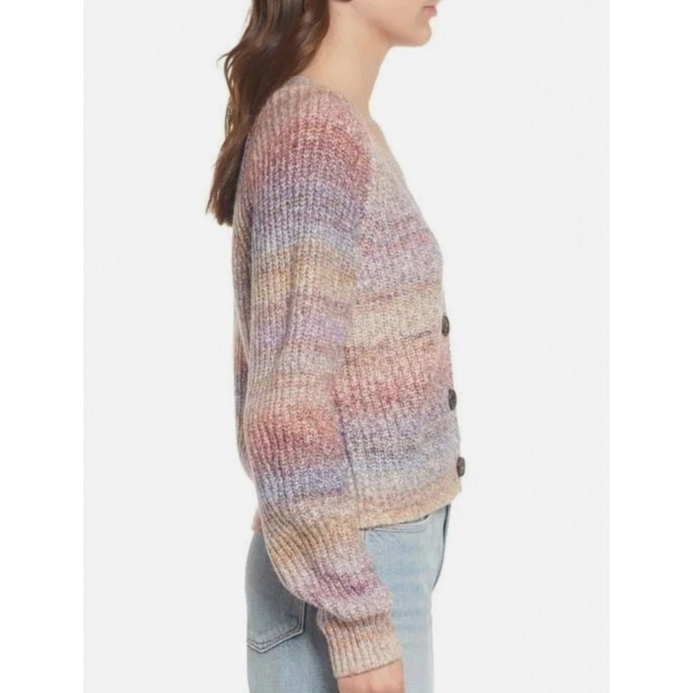 RAILS Womens Josie Space Dye Cardigan XL Multi Amethyst Cotton Blend Sweater NWT