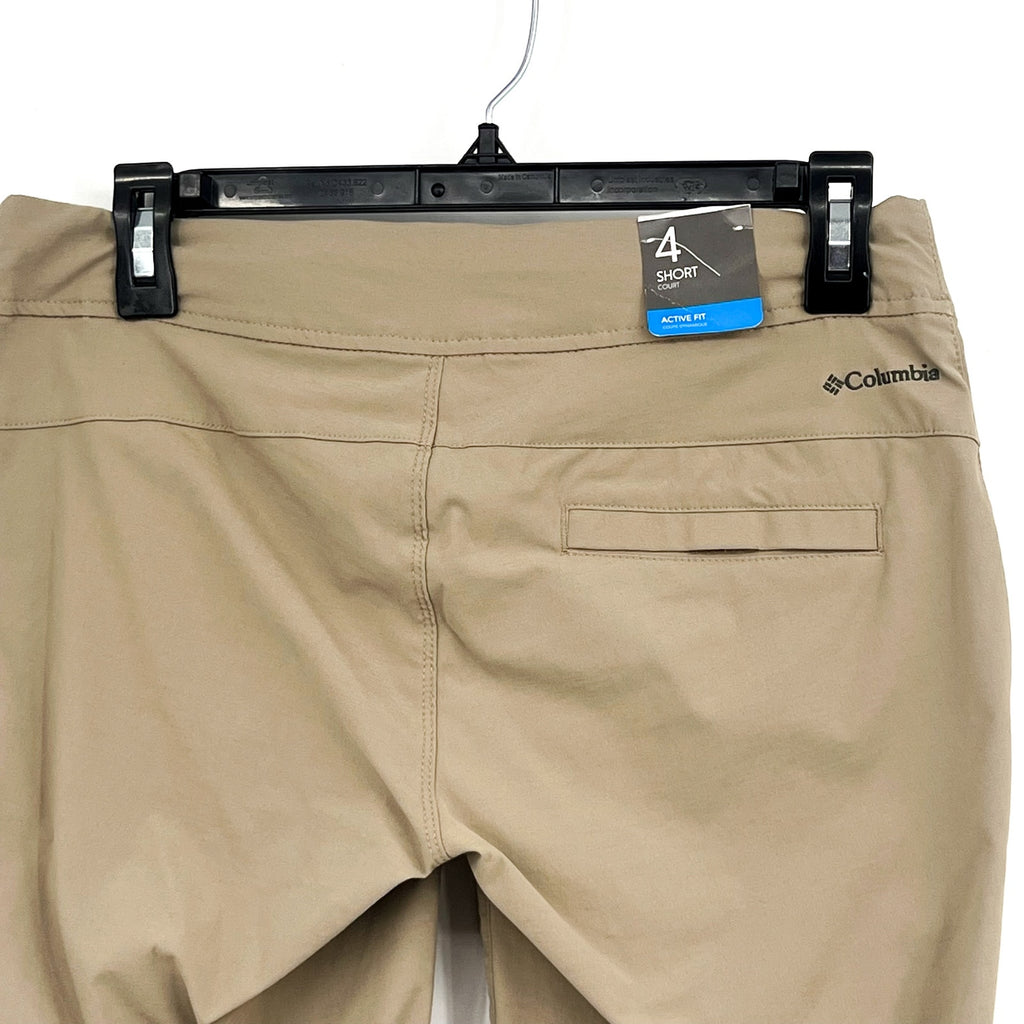 COLUMBIA Women's Anytime Outdoor Long Shorts Size 4 Khaki Stretch NWT