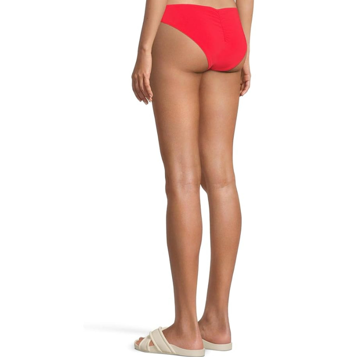 BECCA Women's Adela Ruched Hipster Bikini Bottom Small Fire Red NWT