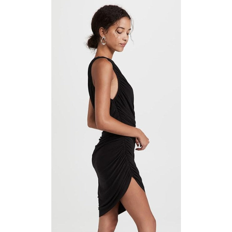 NORMA KAMALI Women's Diana One Shoulder Mini Dress Small/36 Black Ruched NWT