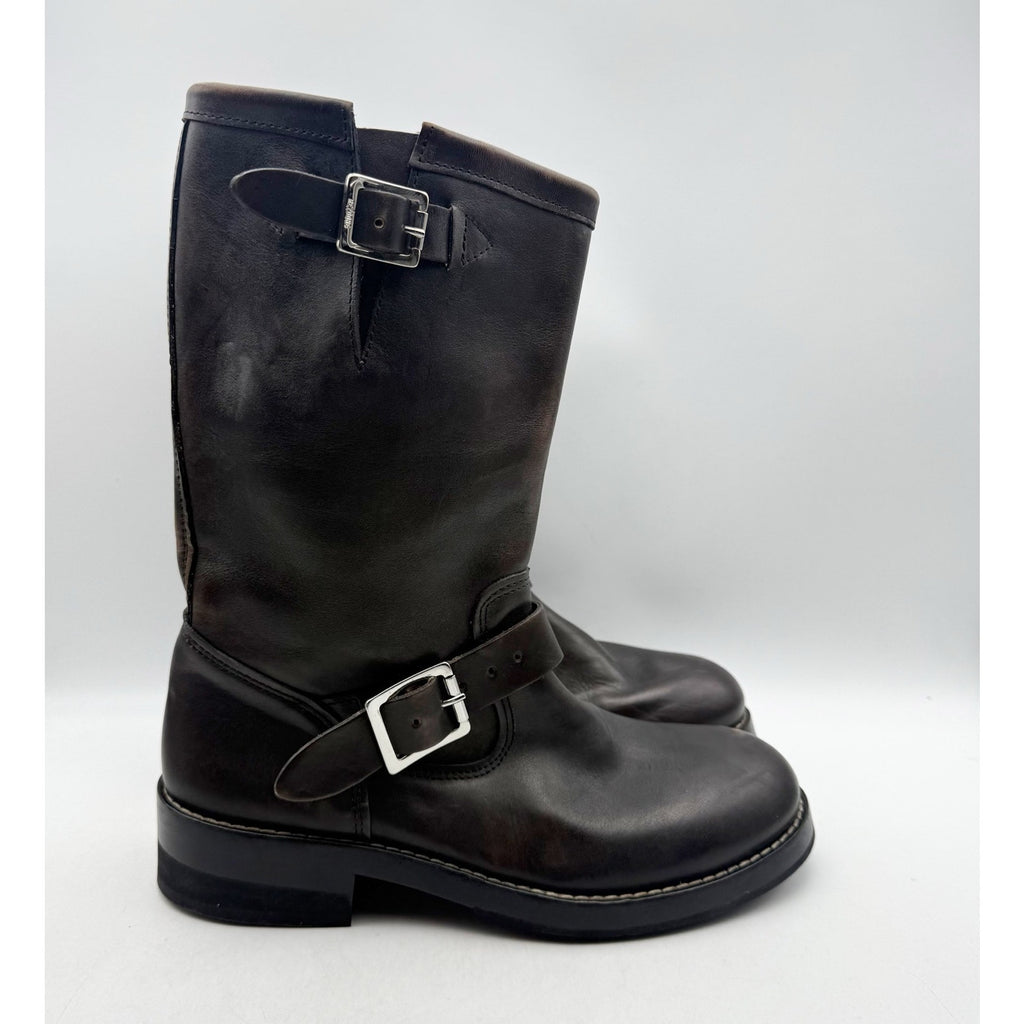 RE/DONE Womens Vintage Engineer Mid Calf Boots EU 40 US 10 Black Leather NWOB