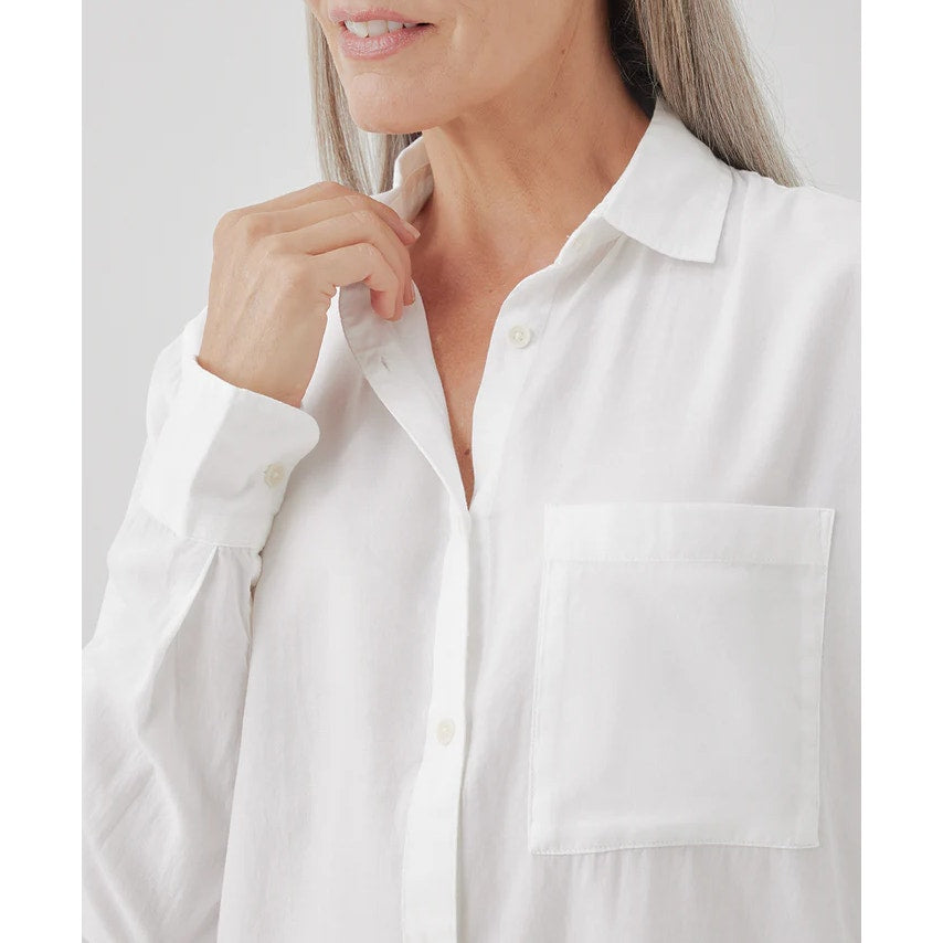 PACT Women's Sunset Lightweight Cotton Shirt Large White Button-Down NWT
