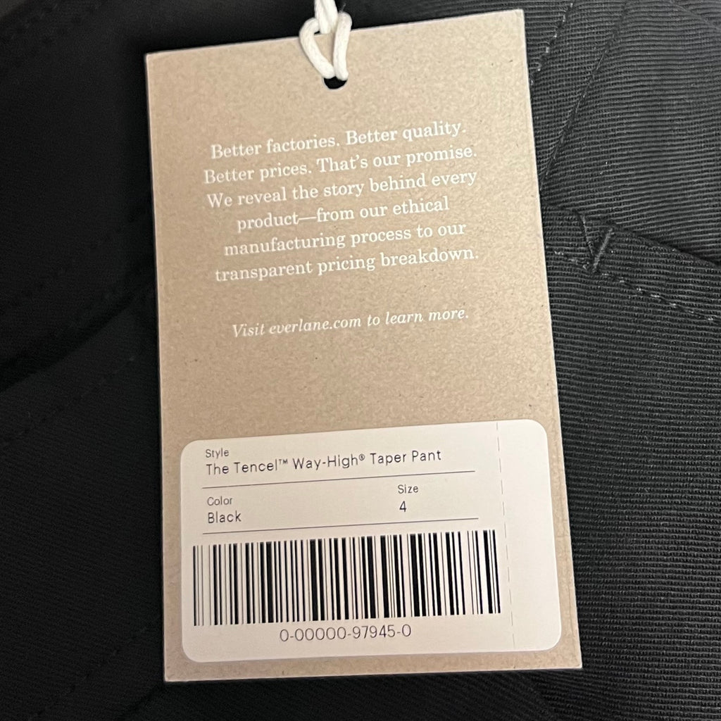 EVERLANE Women's Way High Draper Tapered Pant Size 4 Black Tencel NWT