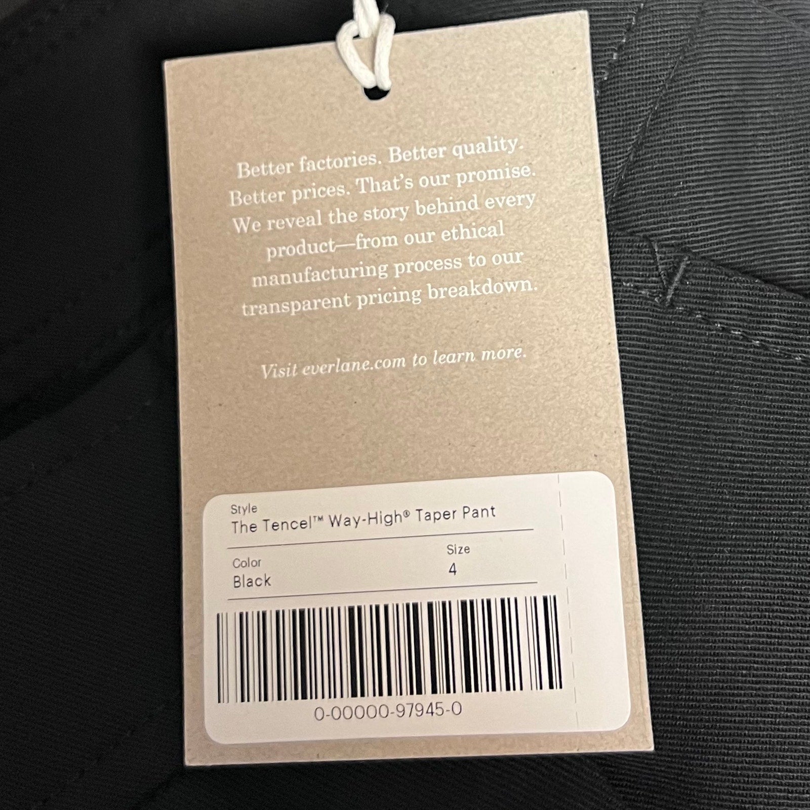 EVERLANE Women's Way High Draper Tapered Pant Size 4 Black Tencel NWT