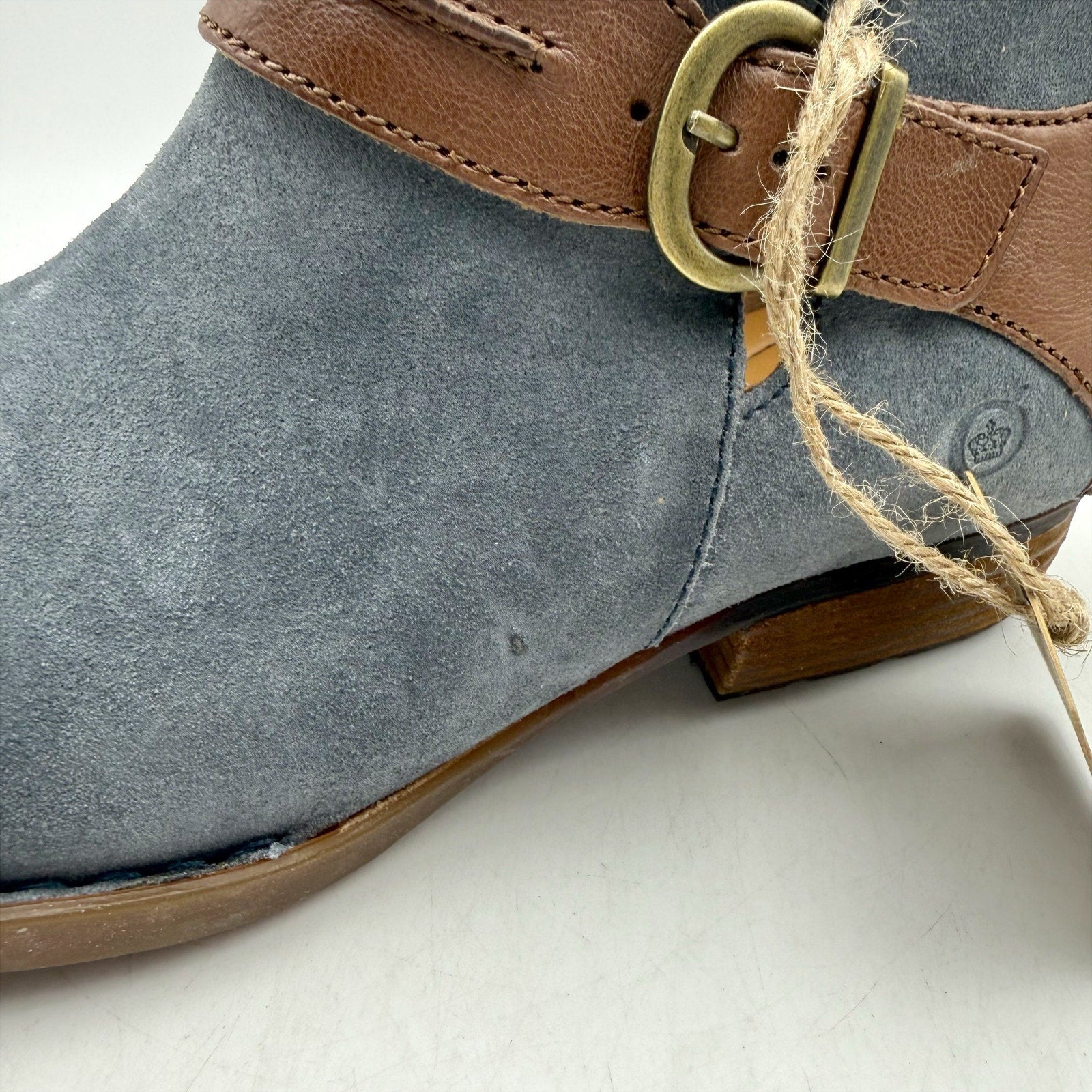 Born Womens Kati Ankle Booties US 8 M Blue Brown Leather NWOB