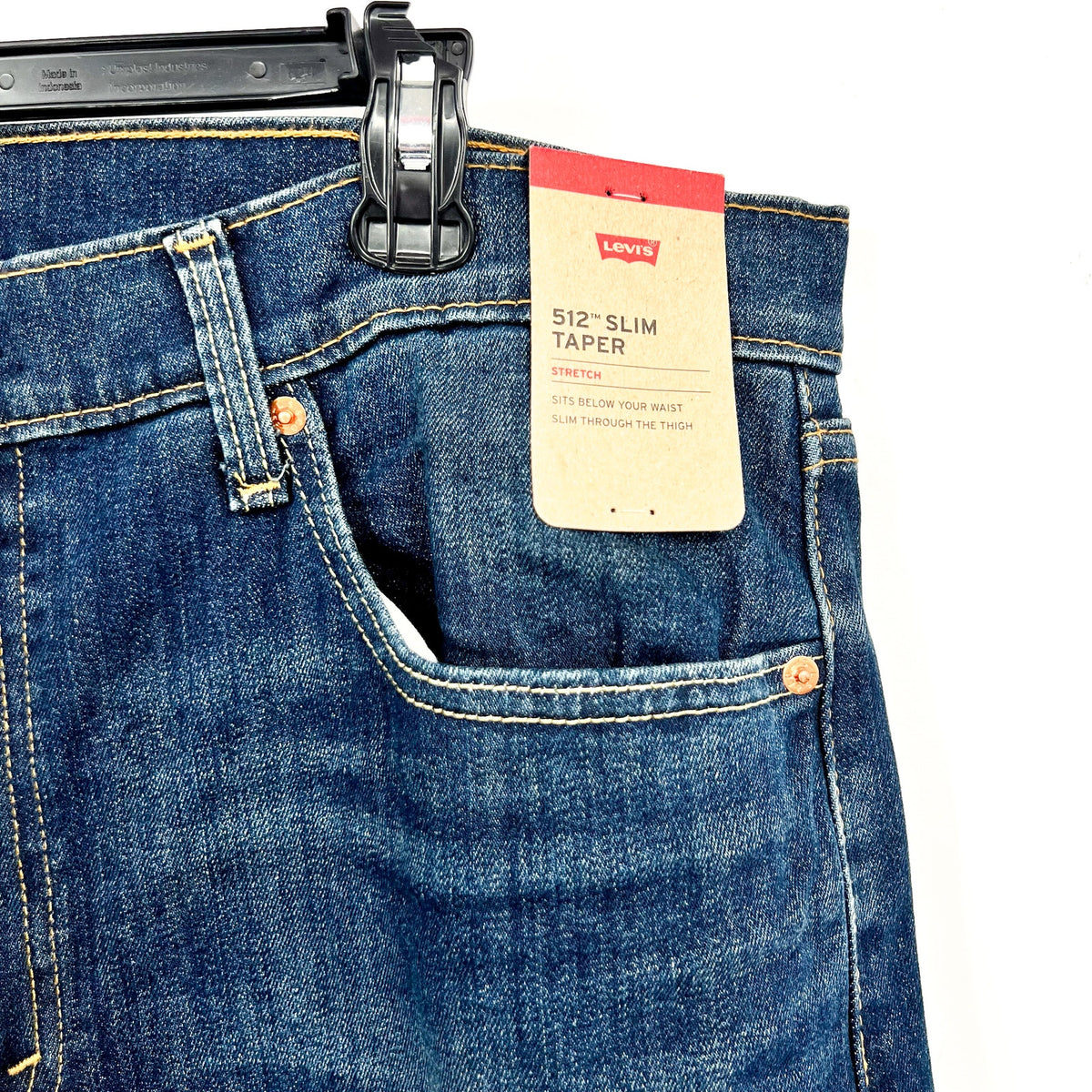 LEVI'S Men's 512 Slim Taper Fit Jeans 38x32 Dark Blue Stretch 28833-0682 NWT