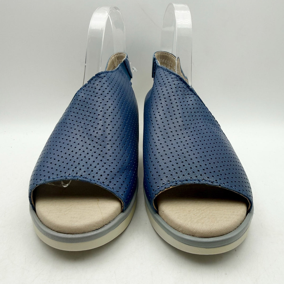 Fly London Womens Nisi Wedge Sandals EU 38 US 7.5-8 Blue Leather NWT