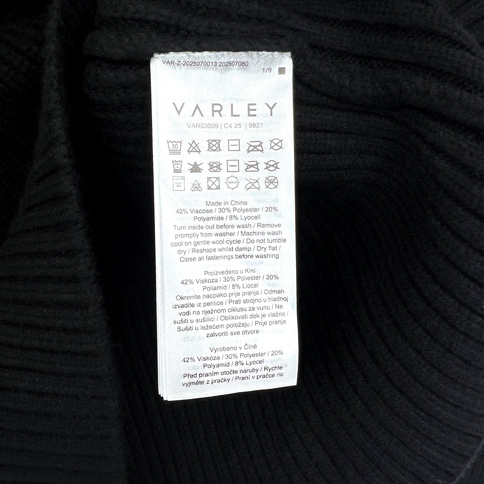VARLEY Sigrid Fairisle Half-Zip Knit Sweater Medium Black Long Sleeve NWT