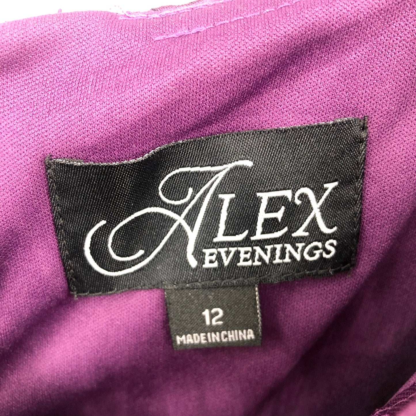 ALEX EVENINGS Women's Rosette Lace A-Line Gown Size 12 Purple Eggplant NWT