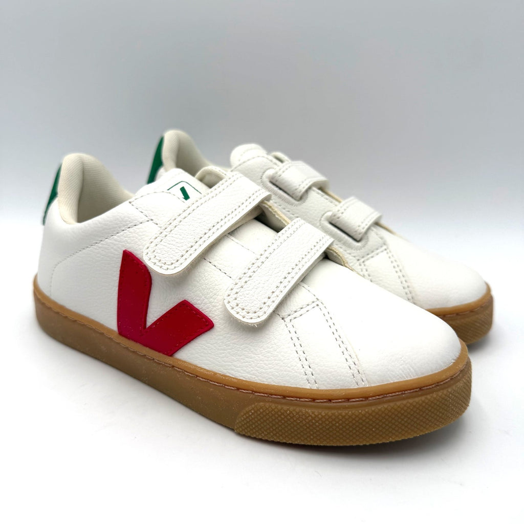 Veja Kids Small Esplar Double Strap Sneakers Size 2 EU 33 White Red Green NWOB