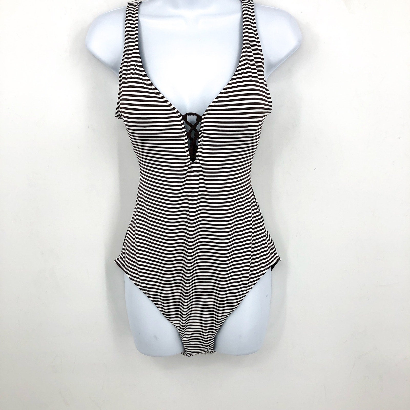 TOMMY BAHAMA Breaker Bay Reversible One-Piece Swimsuit Size 14 Brown NWT