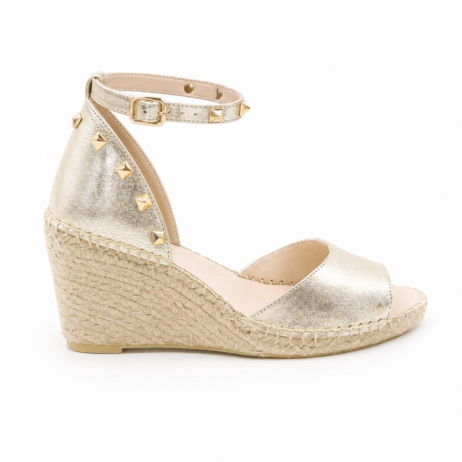 Eric Michael Women's Val Wedge Sandals EU 40 US 9 Gold Leather Metallic NWOB