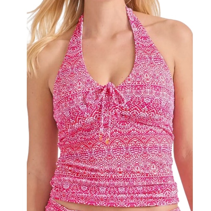 TOMMY BAHAMA Island Cays Halter Tankini XL Pink Maui Pointelle Reversible NWT