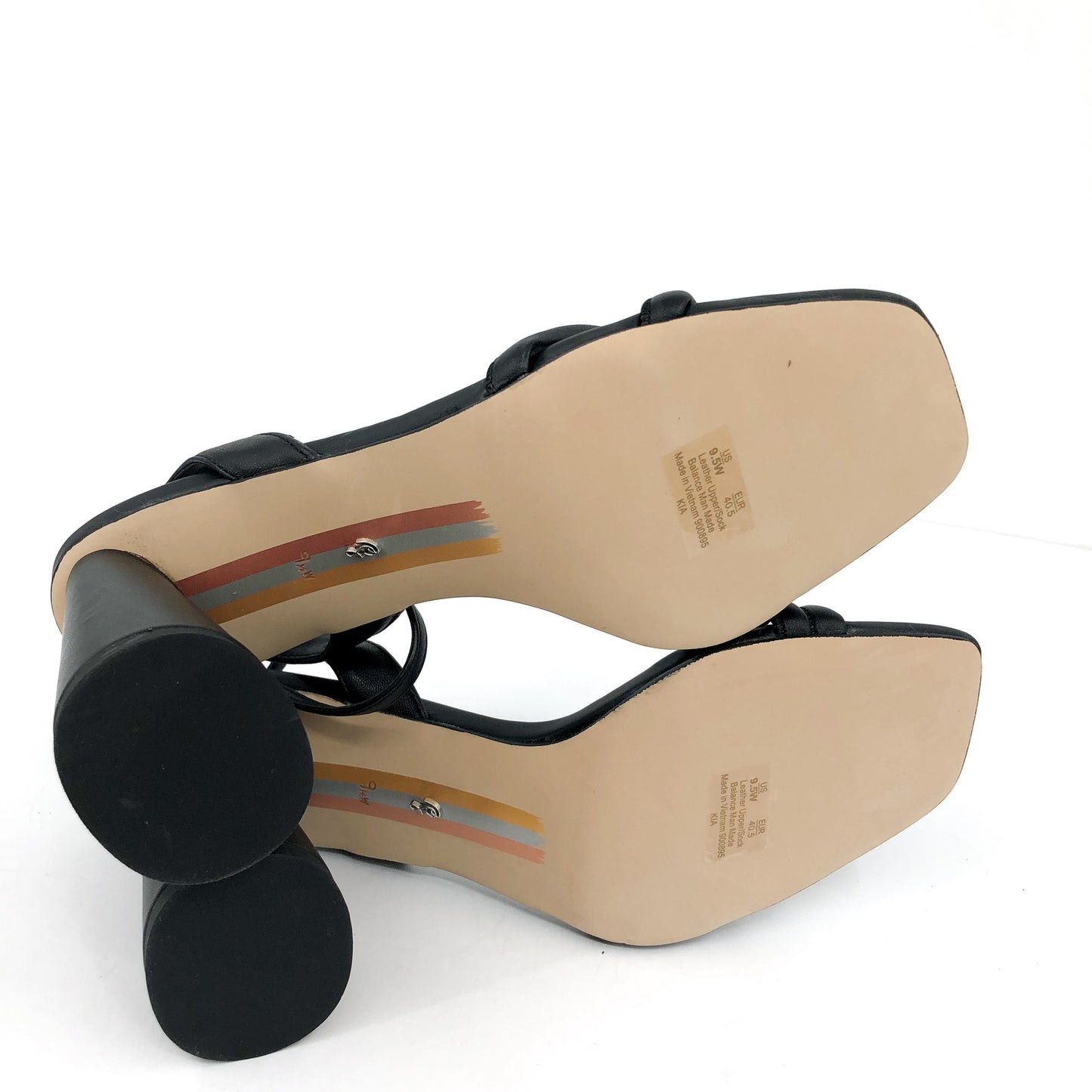 SAM EDELMAN Womens Kia Sandals 9.5 WIDE Black Block Heel Strappy Leather NWOB