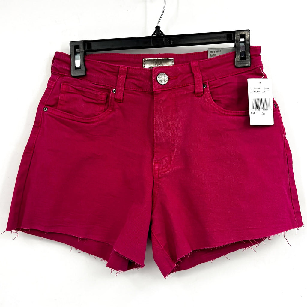 KUT FROM THE KLOTH Womens Jane High Rise Shorts Size 00 Pink Fuchsia Raw Hem NWT