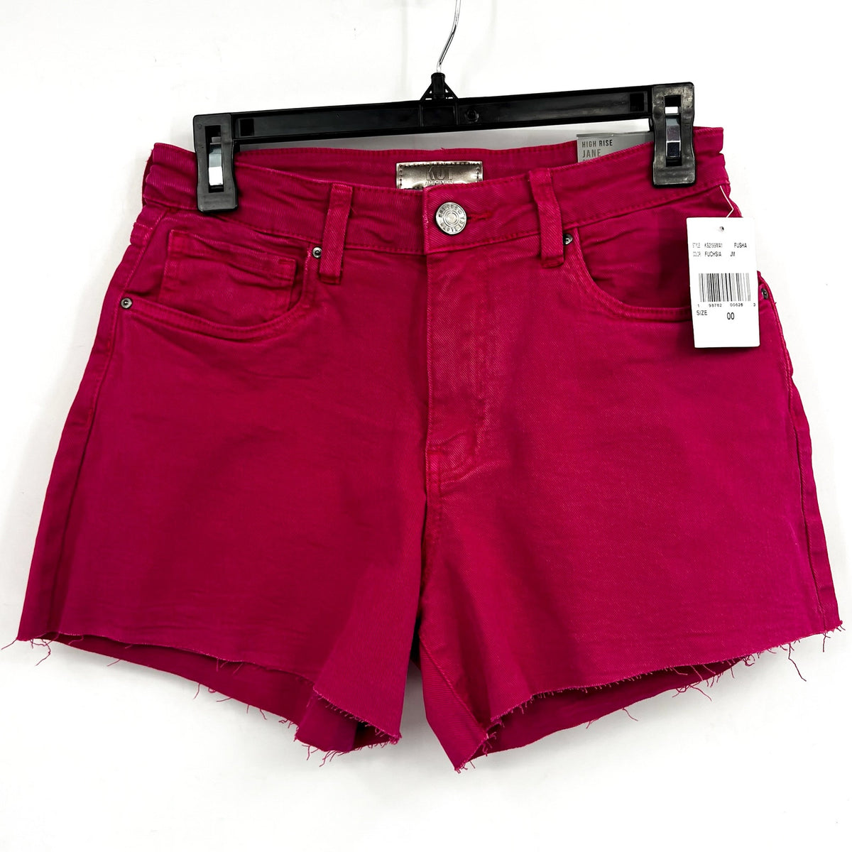 KUT FROM THE KLOTH Womens Jane High Rise Shorts Size 00 Pink Fuchsia Raw Hem NWT