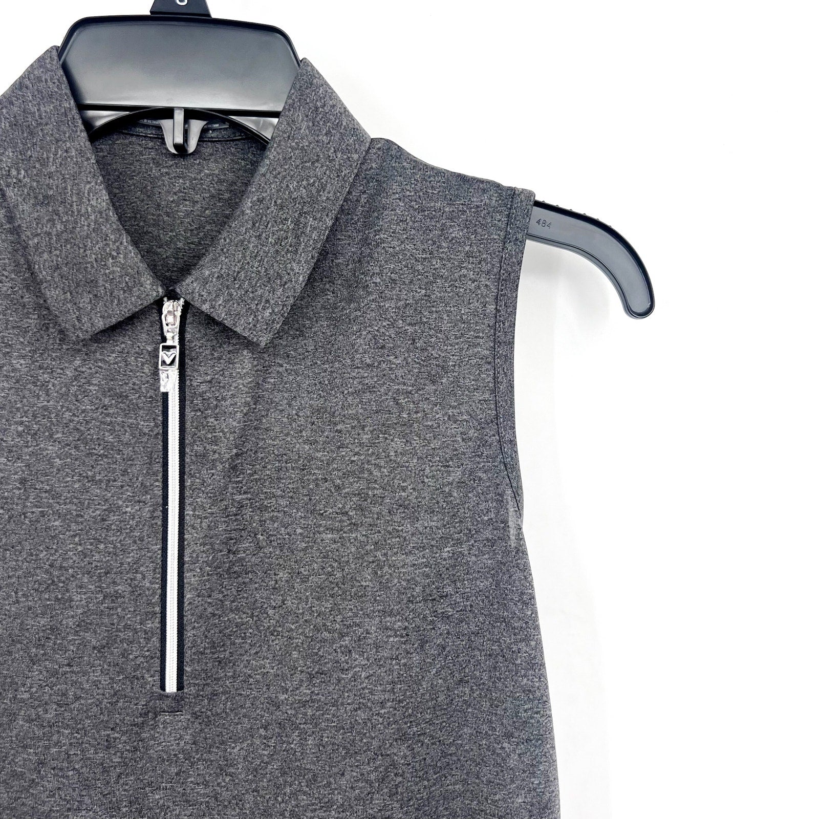 CALLAWAY Women's 1/4 Zip Sleeveless Polo Shirt Small Black Heather Golf NWT