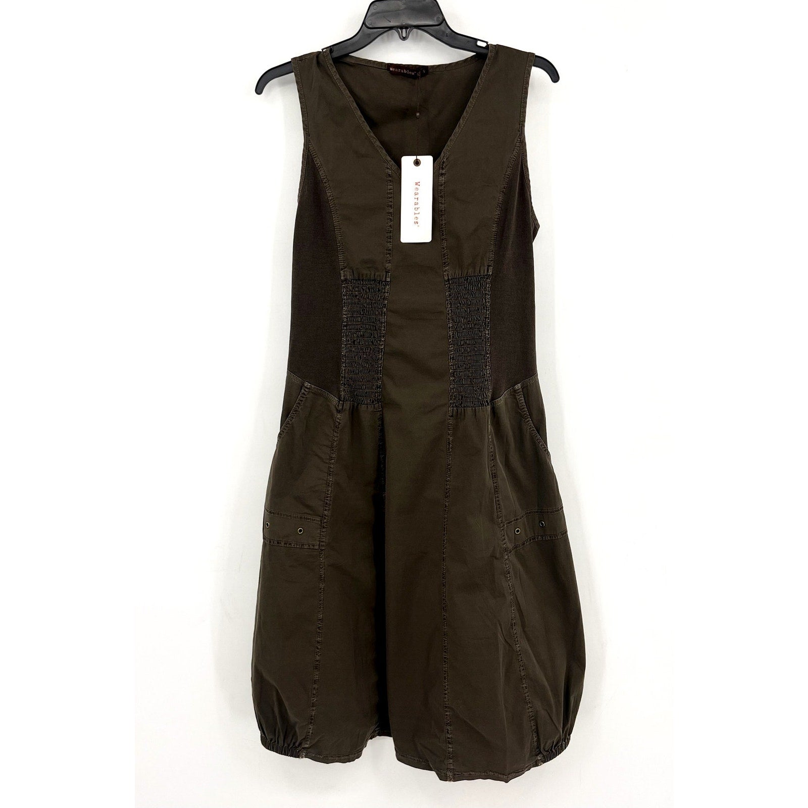 XCVI WEARABLES Gibbon Tank Dress Small Olive Green Sleeveless V Neck NWT